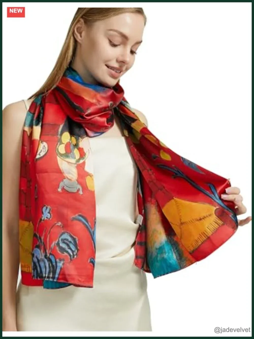 Lightweight Silk Feeling Polyester Satin Floral Fashion Scarf Shawl Wrap Double